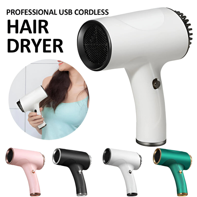 Portable Rechargeable USB Cordless Hair Dryer