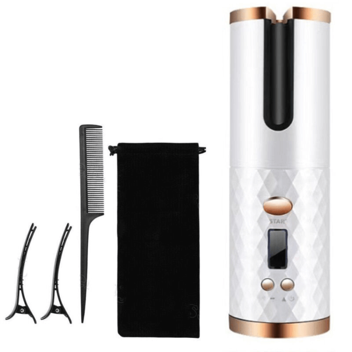 Wireless LCD Ceramic Auto Rotating Hair Curler