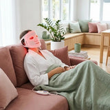 Kingdo Red Light Therapy Face Mask worn