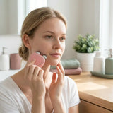Electric Micro-Current Face Massager in use