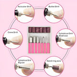 27-Piece Electric Nail Drill Bits Tool Set for Acrylic Art Manicure with Pen Shaper