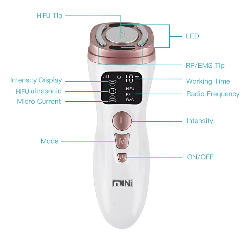 Microcurrent RF Hifu Anti Wrinkles Face Lifting Skin Tightening Device