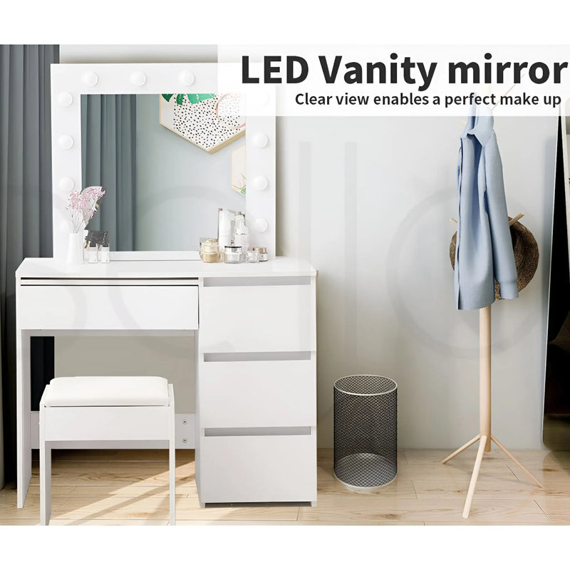 Glamour Glow LED Vanity Set with Mirror And Organiser