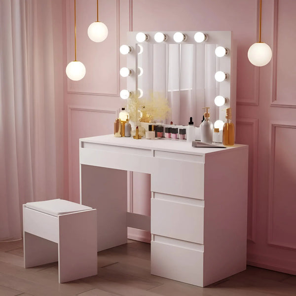 Glamour Glow LED Vanity Set with Mirror And Organiser